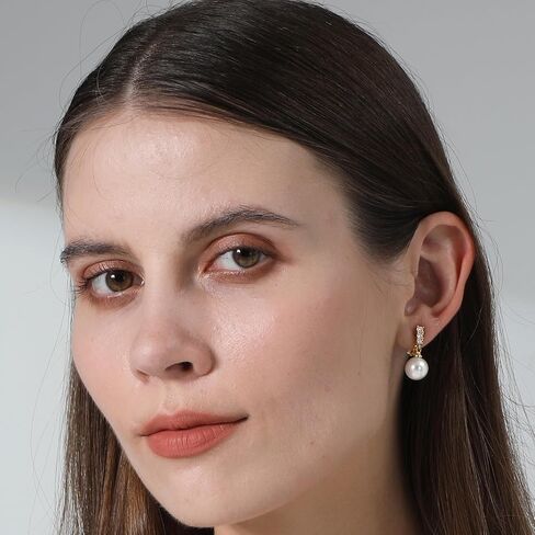 ريتاتش كليب على الأقراط للنساء 14K مطلية بالذهب طويلة تتدلى أقراط اللؤلؤ هوب بسيطة لا ثقب الأقراط لحفل الزفاف الحد الأدنى مجوهرات للنساء in Kuwait