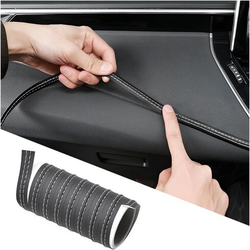 9.84FT(3M) Automobile Interior Trim Strip Leather Decorative Line, Car Interior DIY Flexible Gap Moulding Trim Sticker Door Air Outlet Dashboard Strips, for Vehicles SUV Truck RV (Black/Red) in Saudi Arabia