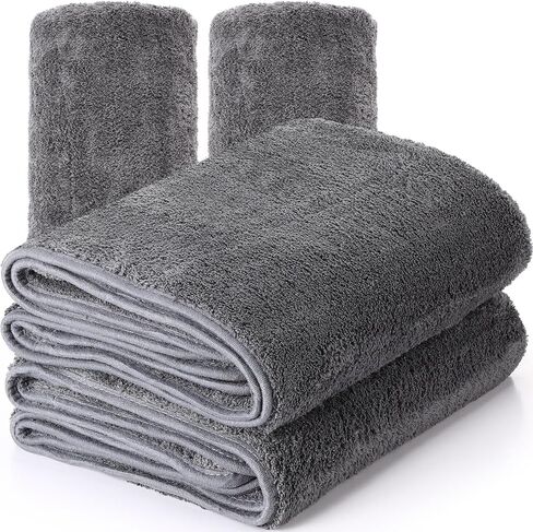 4 Pcs Soft Microfiber Towels for Cars 25.5 x 36 Inch Large Car Microfiber Cleaning Cloth Absorbent Car Detailing Towels Microfiber Drying Towel Car Rags for Washing Interior Wipes, Gray in Saudi Arabia