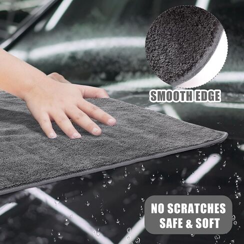 4 Pcs Soft Microfiber Towels for Cars 25.5 x 36 Inch Large Car Microfiber Cleaning Cloth Absorbent Car Detailing Towels Microfiber Drying Towel Car Rags for Washing Interior Wipes, Gray in Saudi Arabia