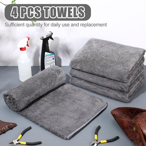 4 Pcs Soft Microfiber Towels for Cars 25.5 x 36 Inch Large Car Microfiber Cleaning Cloth Absorbent Car Detailing Towels Microfiber Drying Towel Car Rags for Washing Interior Wipes, Gray in Saudi Arabia