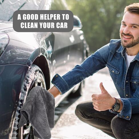 4 Pcs Soft Microfiber Towels for Cars 25.5 x 36 Inch Large Car Microfiber Cleaning Cloth Absorbent Car Detailing Towels Microfiber Drying Towel Car Rags for Washing Interior Wipes, Gray in Saudi Arabia