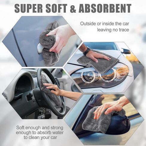 4 Pcs Soft Microfiber Towels for Cars 25.5 x 36 Inch Large Car Microfiber Cleaning Cloth Absorbent Car Detailing Towels Microfiber Drying Towel Car Rags for Washing Interior Wipes, Gray in Saudi Arabia