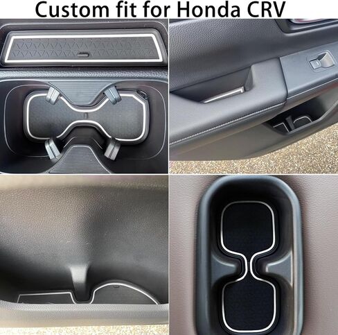 بطانة وحدة التحكم المركزية لملحقات Honda CRV 2023 2024 2025، لسجادة حامل الأكواب CR-V، وسادة فتحة الباب، زخرفة الأكواب، الجزء الداخلي من الغبار غير القابل للانزلاق، إدراج تزيين مطاطي مخصص (17 قطعة، حواف برتقالية) in Kuwait