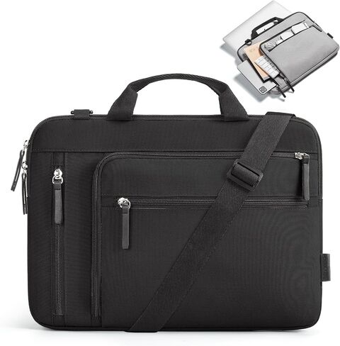 BAGSMART 14 Inch Laptop Sleeve Case, Protective Laptop Case with Multiple Compartments for MacBook Air/Pro, Shockproof Water Resistant Laptop Bag for Travel/Business Fitted with Dell HP Lenovo, Black in Saudi Arabia