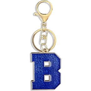 Purple Green Dark Blue Letter A-Z Keychain for Women Men Purse Handbags Metal Alphabet Initial Letter Car Key Ring