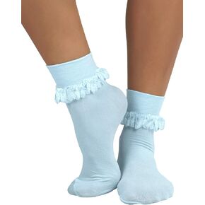 ToBeInStyle Women's Opaque Ankle Hi With Ruffle Trim