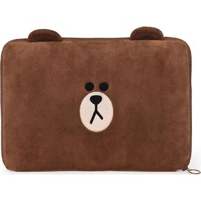 GUND LINE Friends Brown Zippered Computer Laptop Soft Case, 10.5"H x 15"W