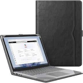 Fintie Sleeve Case for 15 Inch Microsoft Surface Laptop 6/5/4/3 (Model: 1872/1873/1953/1979), Premium PU Leather Protective Folio Book Cover with Large Pocket, Black
