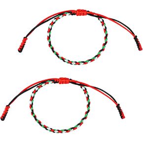 2pcs Palestine Handmade Bracelets, Adjustable Palestine String Bracelet Thin-Styled Braided Bracelet Palestine Flag Bracelet Rope Wrap Wristband for Men Women