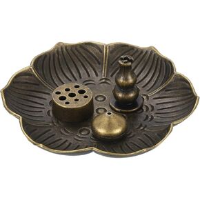 uxcell 4Pcs Flower Incense Holder, Incense Burner Holder, Lotus Multiple Hole, Cone Shape and Gourd-Shape Ash Catcher for Yoga, Meditation Bronze