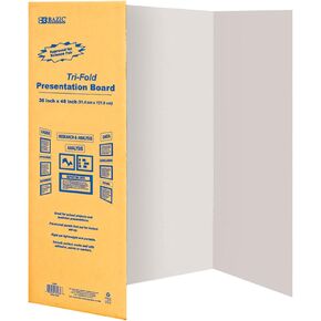 BAZIC 36" X 48" White Tri-Fold Corrugated Presentation Board (Case of 24)