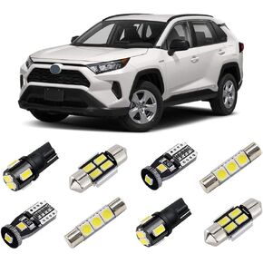 White LED Interior Lights Kit for Toyota RAV4 2016 2017 2018 2019 2020 2021 2022 Super Bright 6000K Interior LED Light Bulbs Package + License Plate Lights and Install Tool
