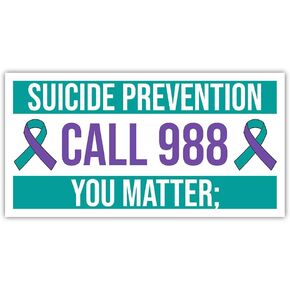 988 Suicide Prevention Bumper Sticker Suicide Prevention Bumper Sticker Suicide Prevention Awareness Stickers 988 Suicide Hotline Number Sticker Purple Ribbon Stickers Car Sticker [7.5"x3.75"]