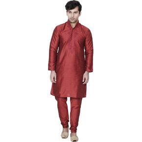 Maple Clothing Men's Art Silk Indian Kurta Set Wedding Wear Clothing