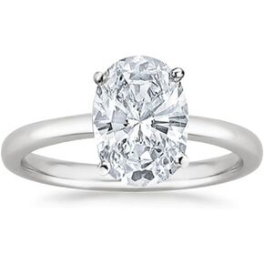 14K White Gold 2 Carat Lab Grown Solitaire Oval Cut IGI CERTIFIED Diamond Engagement Ring (2 Ct,H-I Color VS1-VS2 Clarity)