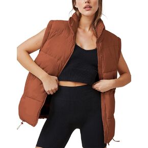 Zeagoo Puffer Vest Women Sleeveless Lightweight Quilted Jacket Stand Collar Zip Up Down with Pockets Winter Outerwear 2025 in Saudi Arabia