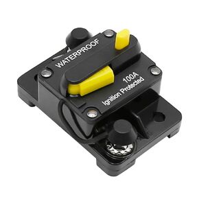 Marine 100A Type III Circuit Breaker w/ 12V - 48V DC Manual Reset Switch Button for Boat Trolling RV Yacht Battery Trailer Bus Truck (Waterproof, 100 Amp Boat Circuit Breakers)
