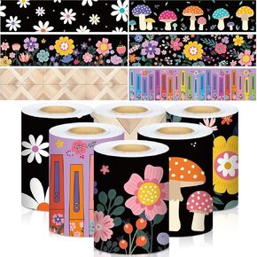 6 Rolls 196.8 ft Scandi Mountain Bulletin Board Borders Back to School Classroom Decor Straight Rolled Border Trim Blackboard Border Sticker School Decoration Borders for Classroom Teacher