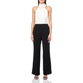 Maggy London womens Floral Detail Halter Jumpsuit With Wide Waistband and Pockets | Jumpsuits for Women Dressy