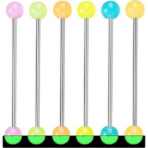 6Pcs Glow in the Dark Industrial Barbell Cartilage Earring 14G Surgical Steel Colorful Acrylic Balls Industrial Piercing Jewelry Cartilage Earring for Women Men