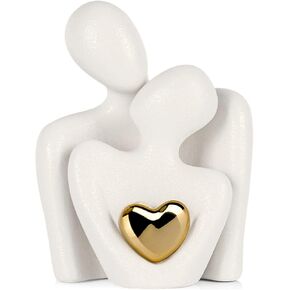 Bedroom Decor Couple Statue - Mini Art Couple Sculpture Knick Knacks Home Decor Aesthetic, Modern Tv Stand Decor Items for Living Room Bookshelf Shelves Wedding Coffee Table Decor(White A)