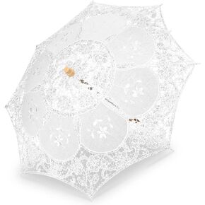 POCREATION Elegant Lace Umbrella, Handmade, Suitable for Weddings, Photo Props, Dimensions: 53 x 4 x 4cm (Large), 26 x 4 x 3cm (Small)