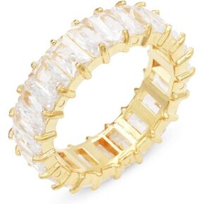 Lavencious 5mm Radiant Cubic Zirconia Stainless Steel Eternity Ring All-Around Band Ring for Women Size 6-9