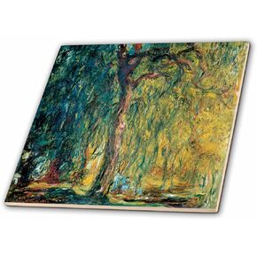 3dRose Picture of Monets Painting Weeping Willow-Ceramic Tile, 6-inch (ct_80628_2), Multicolor