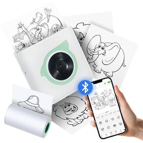 Bisofice Pocket Printer Wireless Bluetooth Thermal Printers, Label Maker, for DIY, Photo Printing, Study Notes, Journal, Work Plan, Inkless Smart Printer Gift, with a Roll Thermal Paper