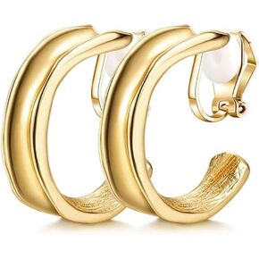 Aloha Earrings Non Pierced Gold Tone Clip On Hoop Earrings