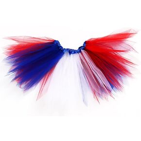 4th of July Women Girls Red White and Blue Tutu Skirt Patriotic Tutu Skirt for Adult Kids USA Flag Outfit
