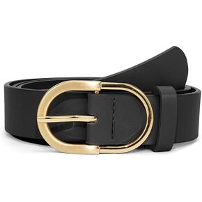 Fashion Women's Leather Belt for Dress Jeans Pants, Fashion Gold Buckle Belt for Girls Ladies