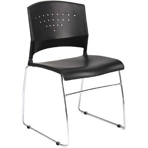 Boss Office Products Chrome Frame Stack Chair 5 Pack in Black