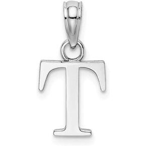 Solid 14K White Gold T Block Initial Letter Alphabet Charm Pendant