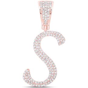 قلادة من الذهب الأصفر أو الأبيض أو الوردي عيار 10 قيراط من Jewels By Lux للرجال مصنوعة من الألماس المستدير والحرف الأول S 5/8 Cttw