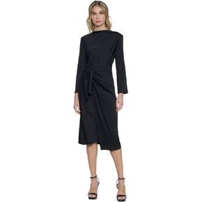 Donna Morgan Women's Long Sleeve Midi Wrap Dress