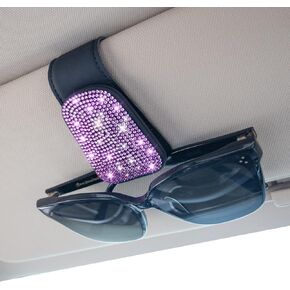 حامل نظارات شمسية بلينغ من INSAUTO لواقي السيارة، مشبك مغناطيسي لبطاقة التذاكر، حامل نظارات من جلد البولي يوريثان للسيارة، ملحقات حاجب السيارة اللامعة للنساء والفتيات in Kuwait