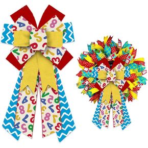 Hying Large Back to School Bows for Wreath, First Day of School Wreath Bow for Front Door, School Day Wreath Bows for Back to School Party Decor Indoor Wall Kindergarten Decoration Supplies Ornament
