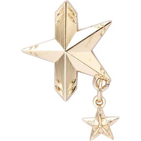Knighthood Gold Star with Hanging Star Metal Lapel Pin Brooch