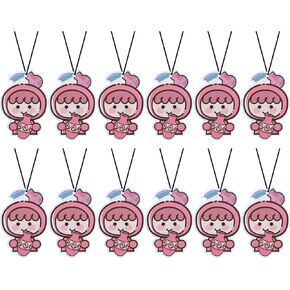 Car Air Fresheners 12Pcs, Cute Cartoon Car Interior Accessories Car Hanging Scents Fresheners Automotive Interior Decor Birthday Christmas Gift for Men Women