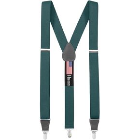 HOLD'EM Suspender for Men Made in USA Y-Back Leather Crosspatch Clip on tuxedo suspenders
