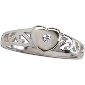Cherished Moments Sterling Silver Baby Heart Ring with a Dainty Diamond, Pink Sapphire or Ruby Accent