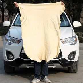 Large Chamois Cloth for Car - 35'' x 23.6'' (5.7 sq ft) - Natural Extra Large Drying Towel Natural Shammy Towel Real Leather Super Absorbent Fast Drying Washing Cloth Cleaning Towel Car Wipes