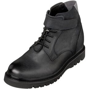 CALTO Men's Invisible Height Increasing Elevator Shoes - Leather Lace-up Work-Style Casual Boots - 3.2 Inches Taller