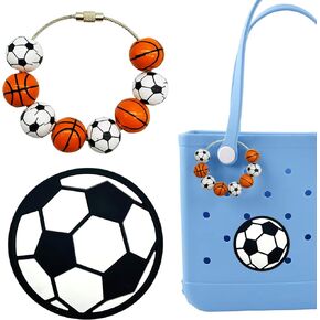2Pcs Sport Charms for Bogg Bag, Charms for Bogg Bag Accessories, Sports Charms for Simply Southern Bogg Bag, Insert Charms for Beach Tote Bag
