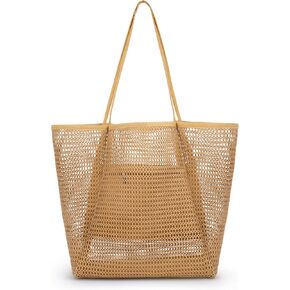 Iioscre Mesh Beach Tote Bags for Womens,Large Causal Beach Hobo Bags for Beach Swimming Pools Beach Essentials