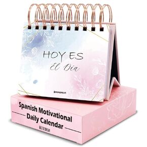 Spanish Motivational Gift for Women,Mom,Teacher | Daily Flip Calendar with 365 Inspirational Spanish Affrimation Cards | Inspirational Desk Decor Office Decor