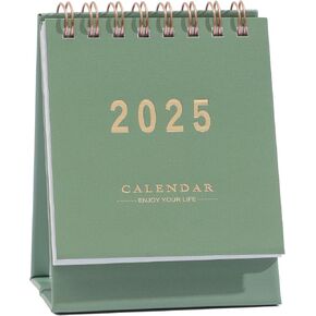 Mini Desk Calendar 2024-2025 - Runs From July 2024 until Dec 2025, 18-Month Small Desktop Calendar 250 GSM Thick Paper Twin-Wire Binding for Home or Office (Green)