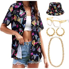 80s 90s Outfits Shirts for Women, 5 Pcs 80's 90's Outfits Shirts Tshirt Costume Accessories